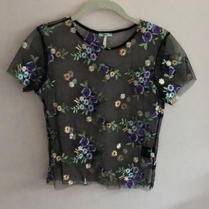 UO embroidered mesh top